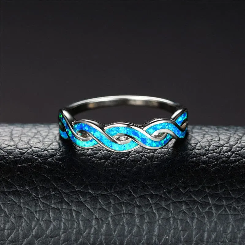 Blue Fire Opal Infinity Ring