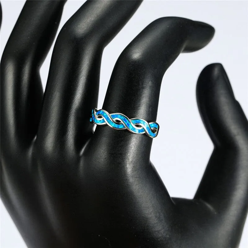 Blue Fire Opal Infinity Ring