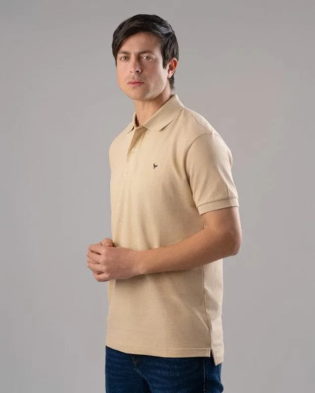 CLASSIC FIT PIQUE POLO SHIRT - DARK BEIGE