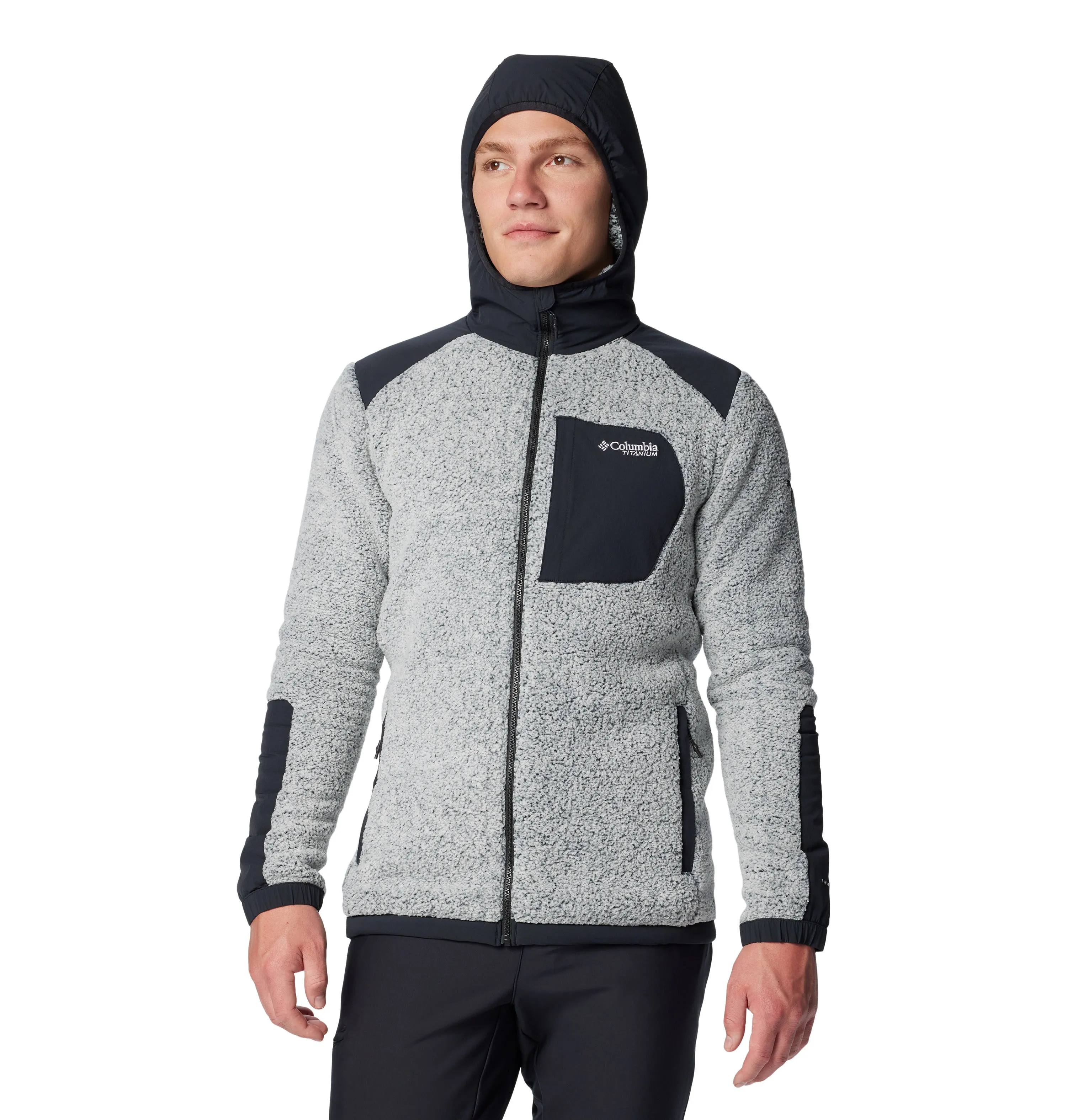 Columbia Men's Arctic Crest Technical Hooded Full Zip Fleece (White/Black)