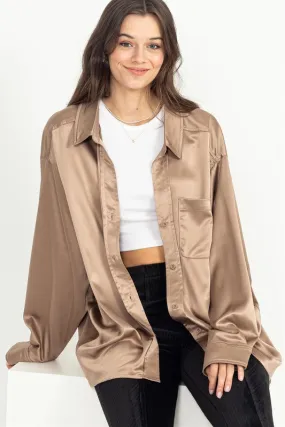 Completely Charmed Oversized Satin Blouse [online exclusive]