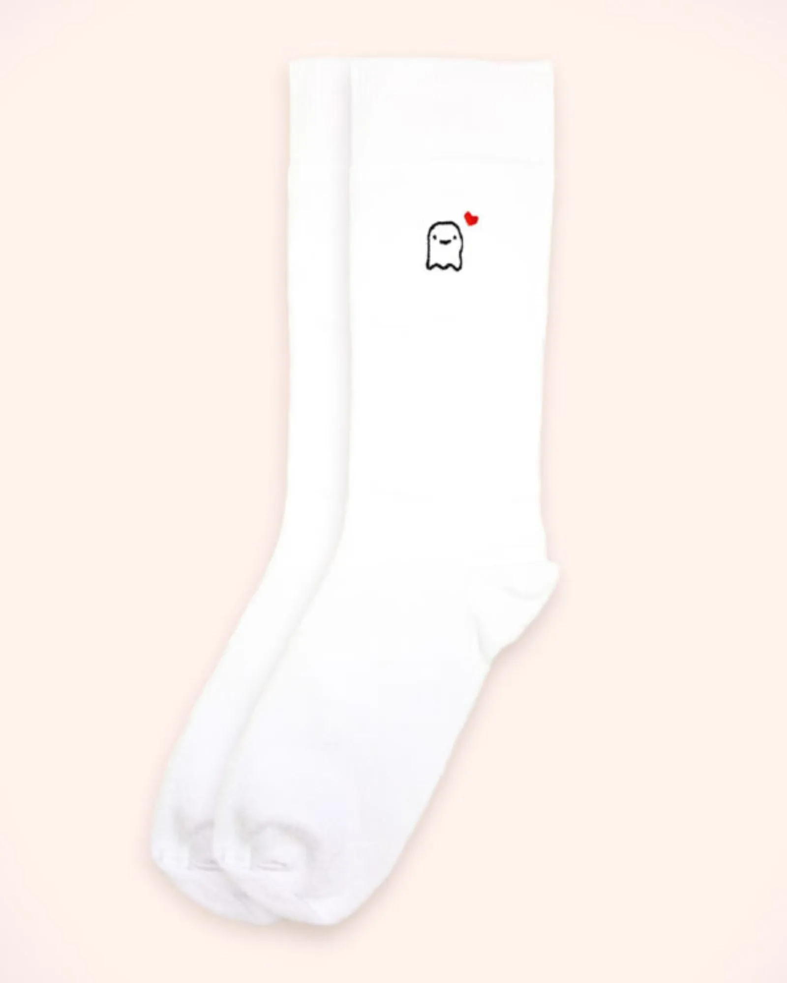 CUTE GHOST Embroidered Socks | White