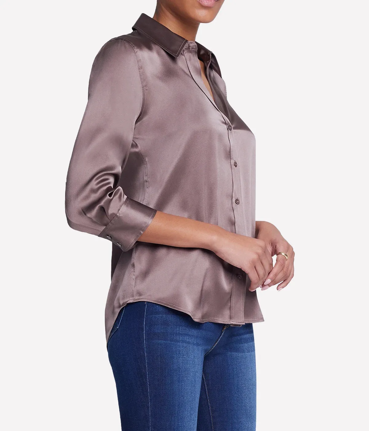 Dani 3/4 Sleeve Blouse in Deep Taupe