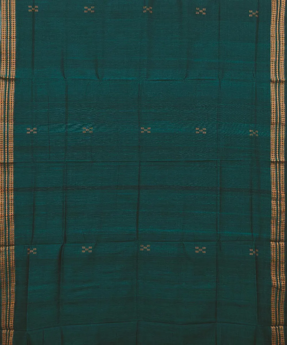 Dark green black cotton handwoven bomkai saree