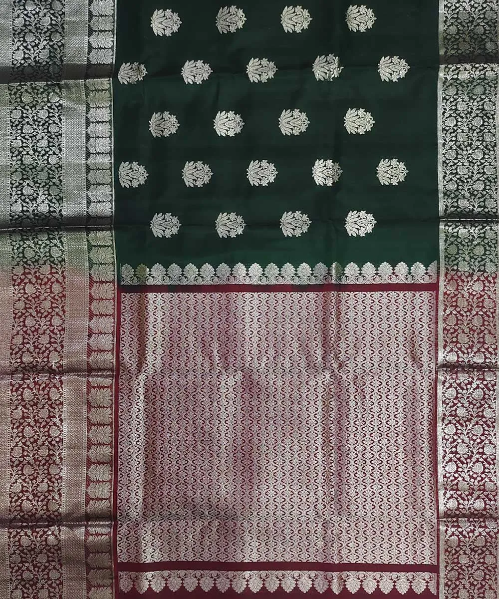 Dark green purple silk handloom venkatagiri saree