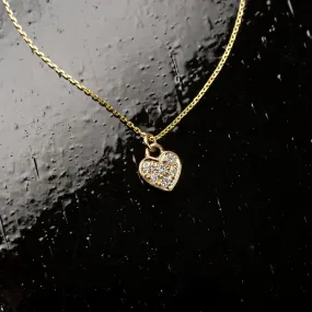 Diamond Pavé Heart Pendant Necklace - 14K Solid Gold