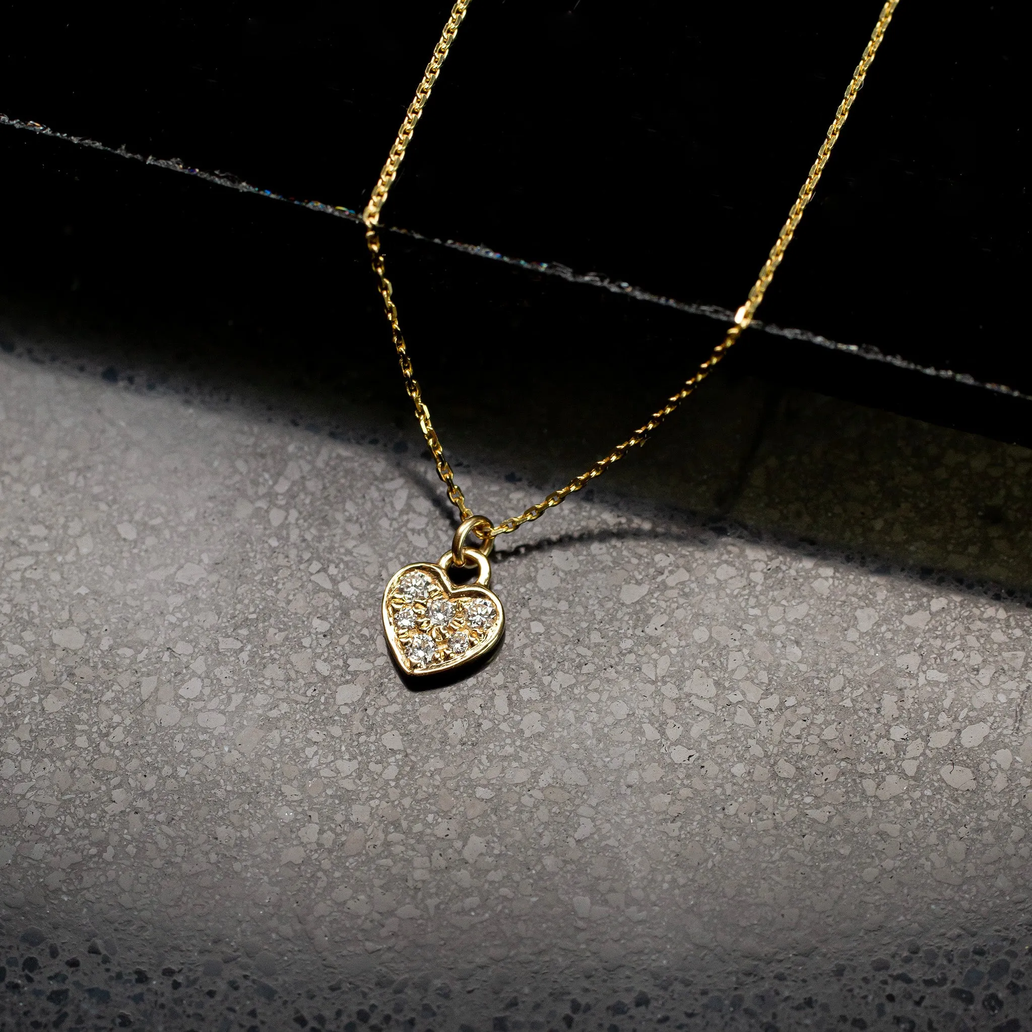 Diamond Pavé Heart Pendant Necklace - 14K Solid Gold