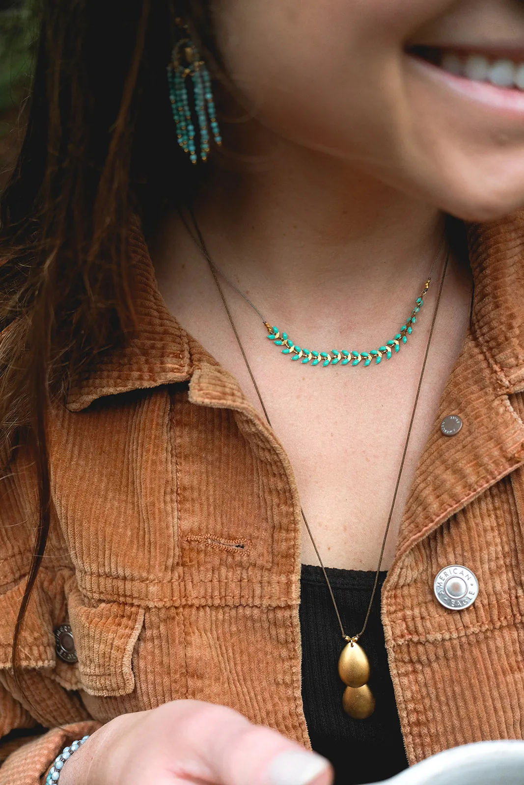 Enamel Cascade Necklace - Aqua