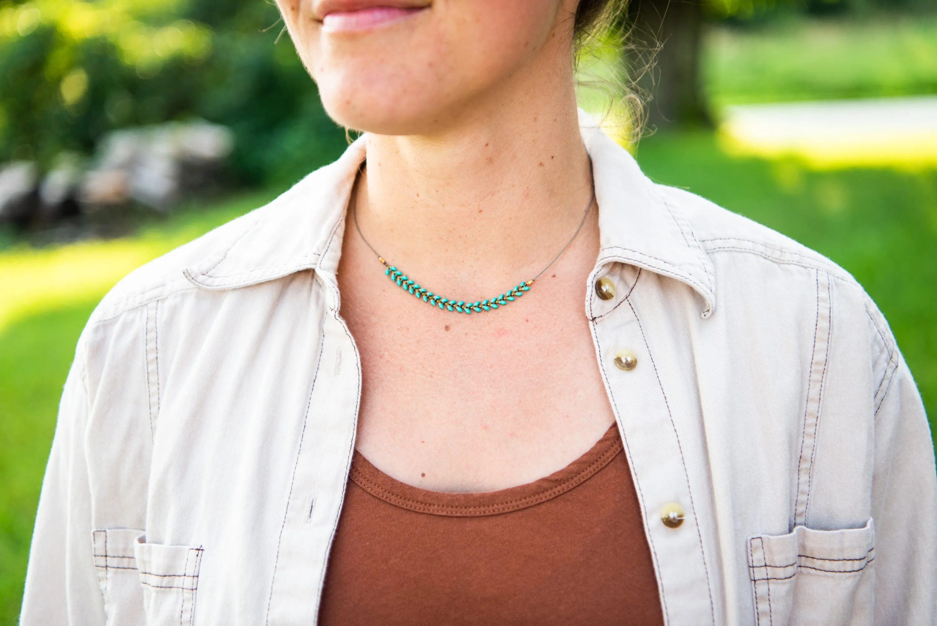 Enamel Cascade Necklace - Aqua