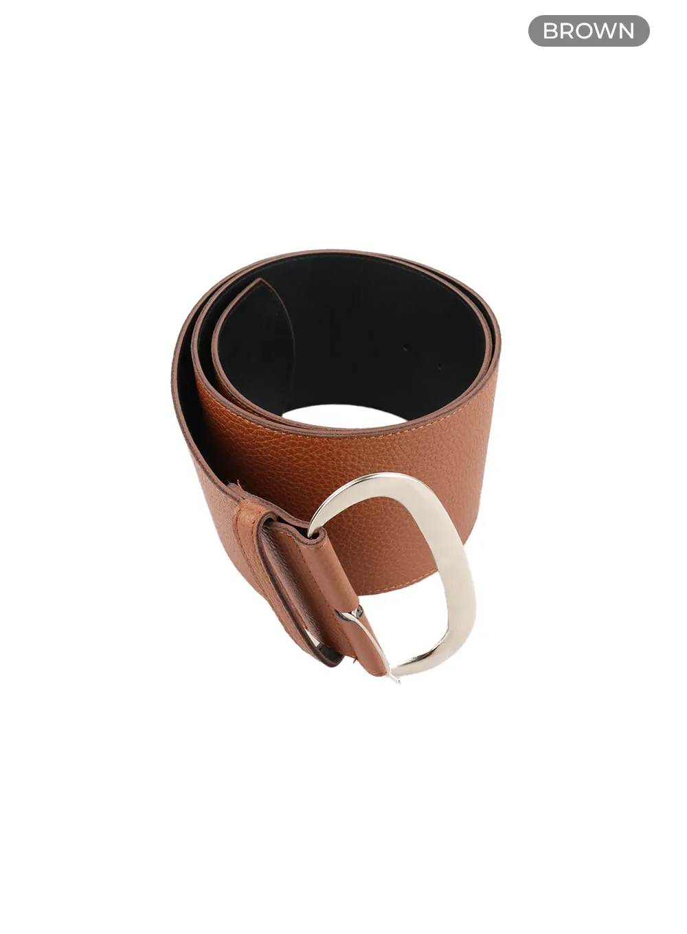 Faux Leather Wide Buckle Belt CA401