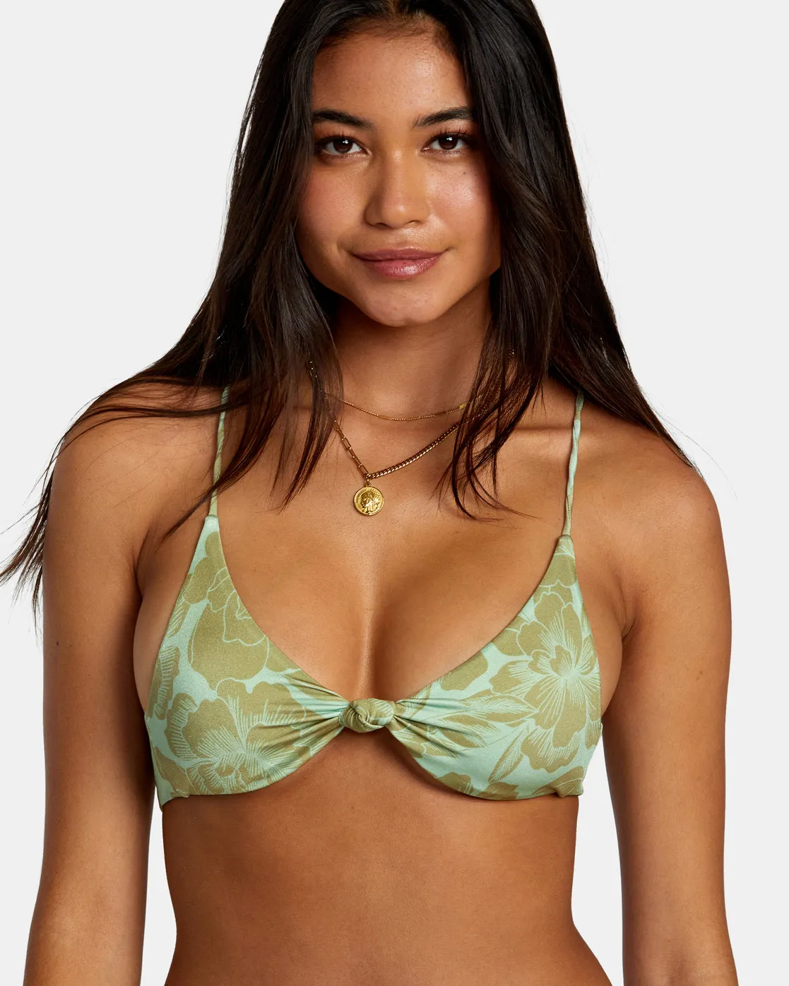 Fine Lines Shimmer Crossback Bikini Top - Seafoam