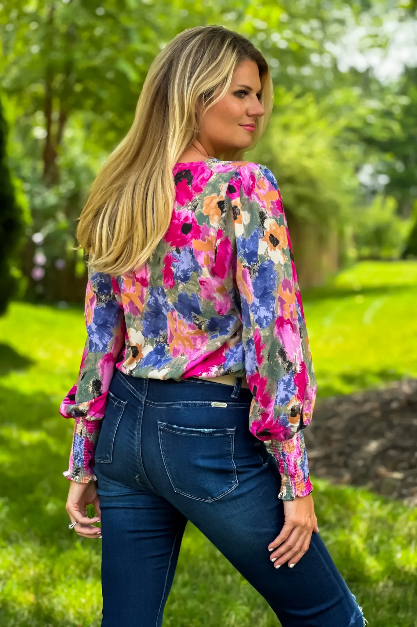 Floral Dreams Bodysuit Blouse : Orchid/Multi