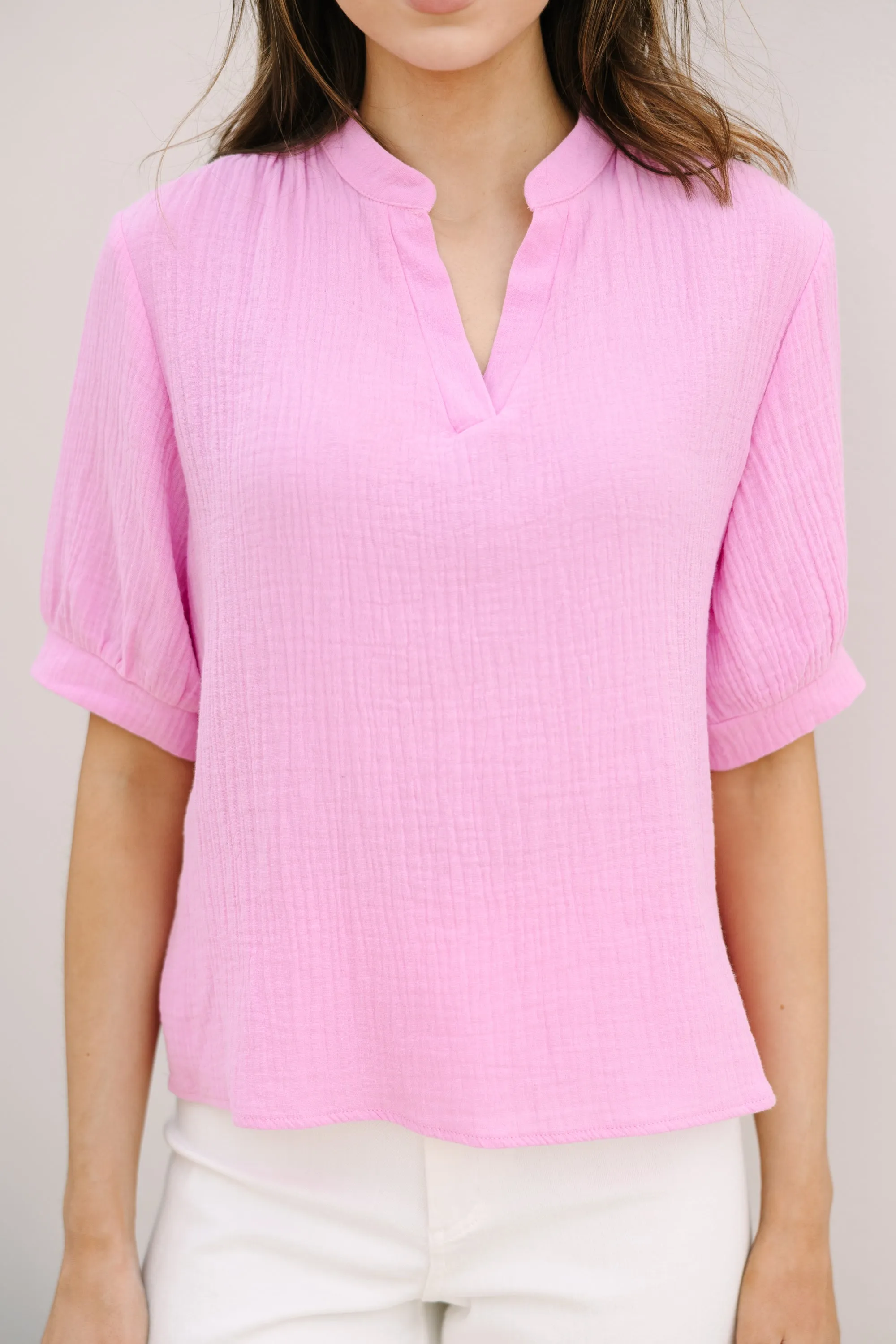 Good To Go Pink Gauze Blouse