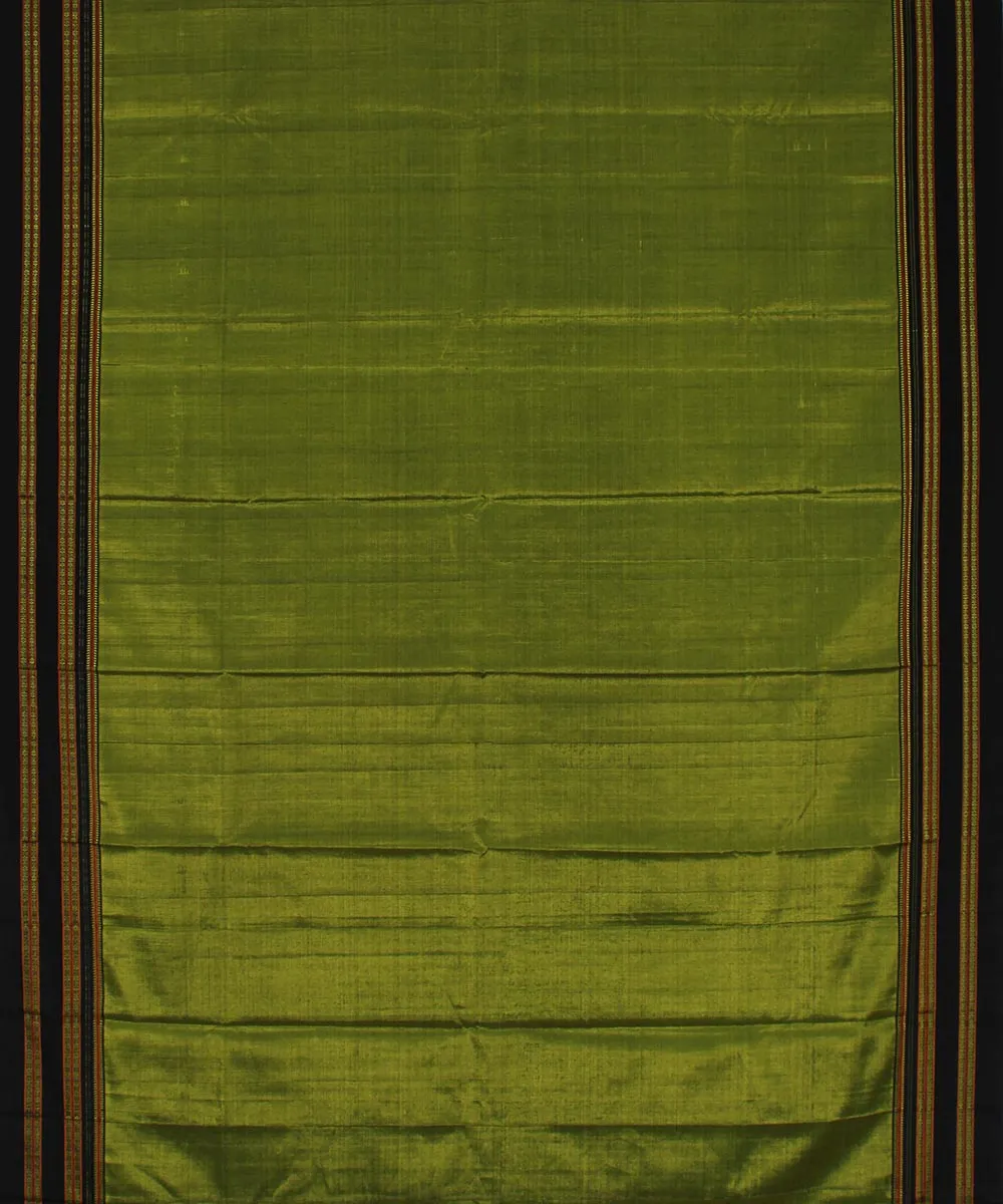 Green black gayatri border handwoven ilkal cotton art silk saree