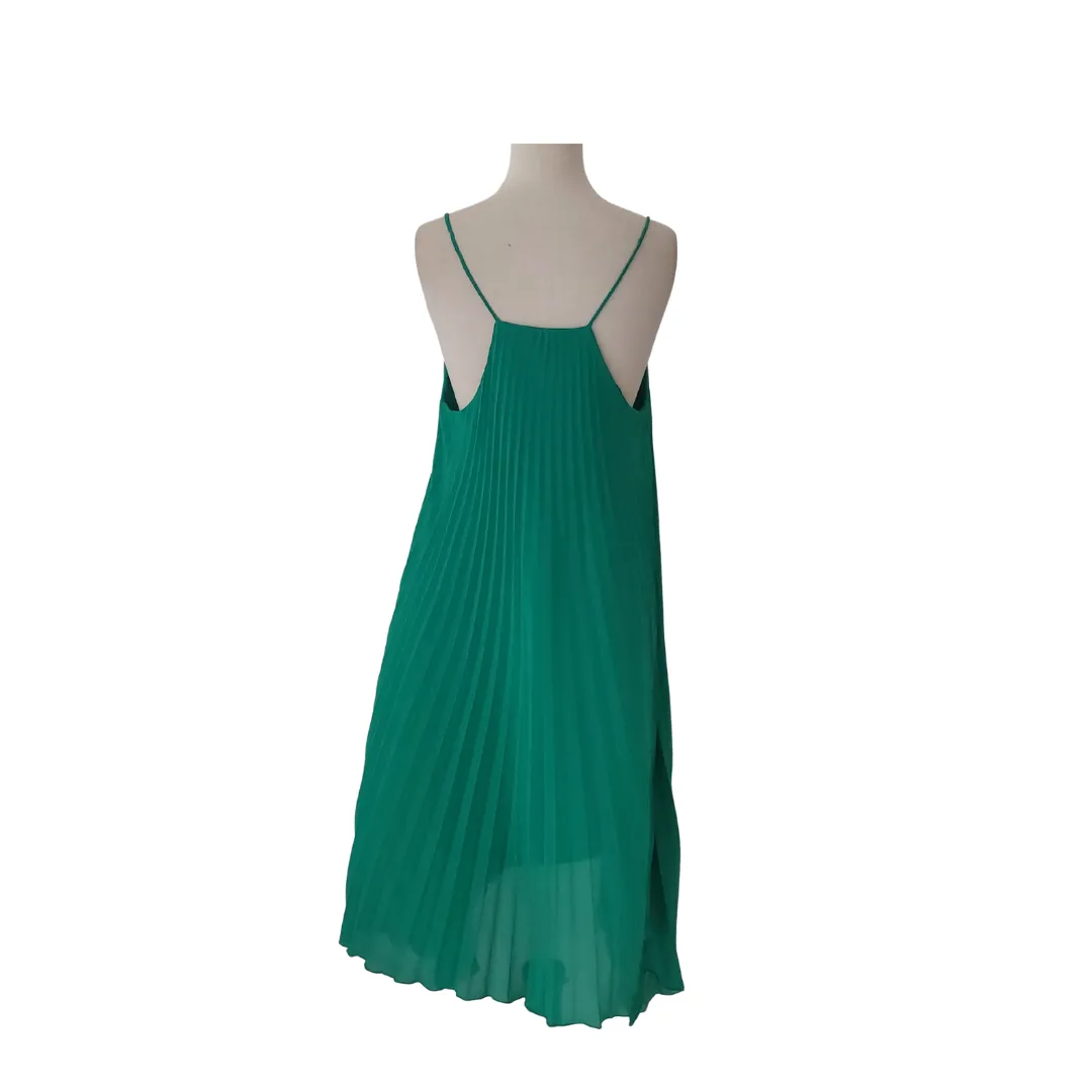 H&M Green Pleated Sleeveless Dress | Gently Used |