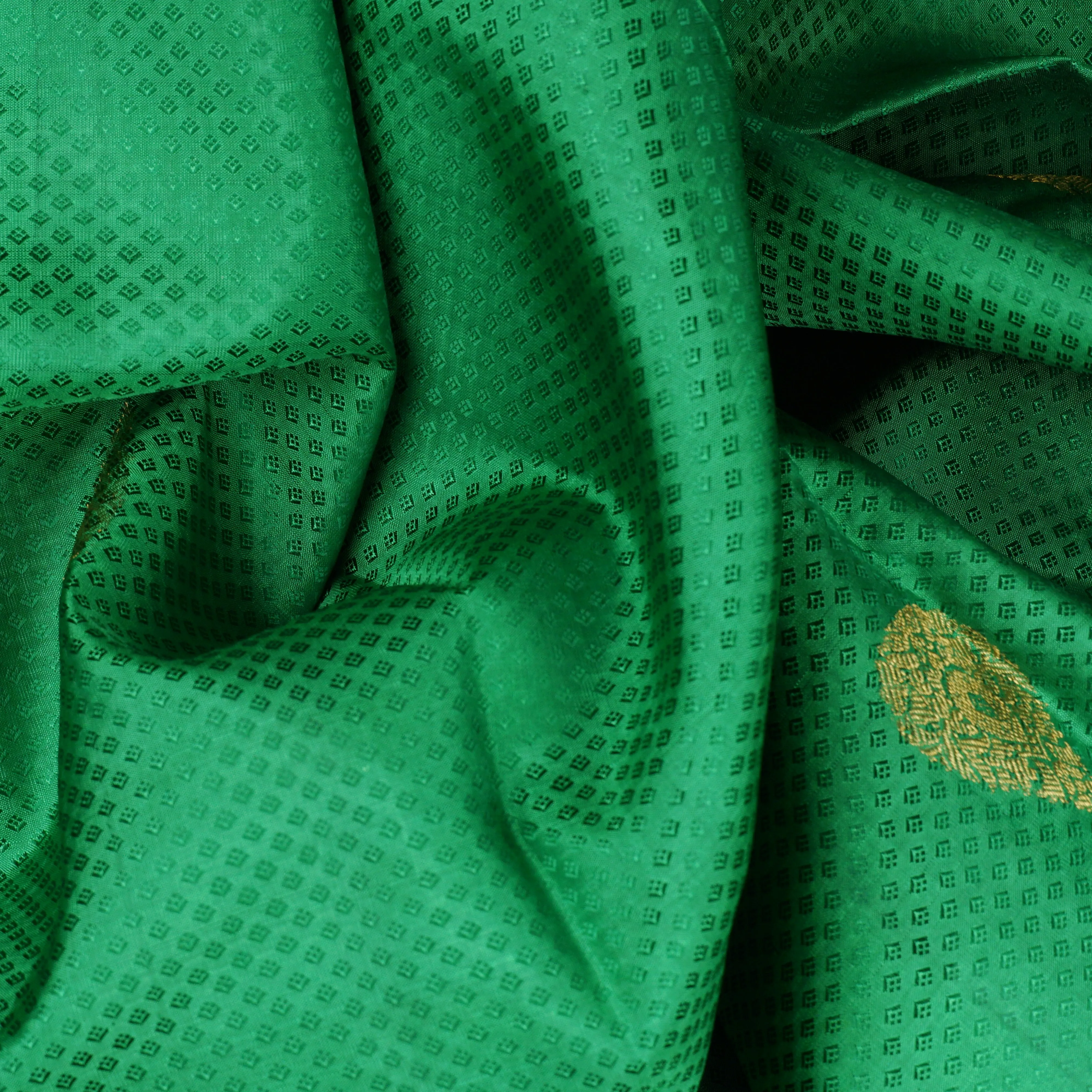 Handwoven Green Kanjivaram Silk Saree - 1830T007478DSC