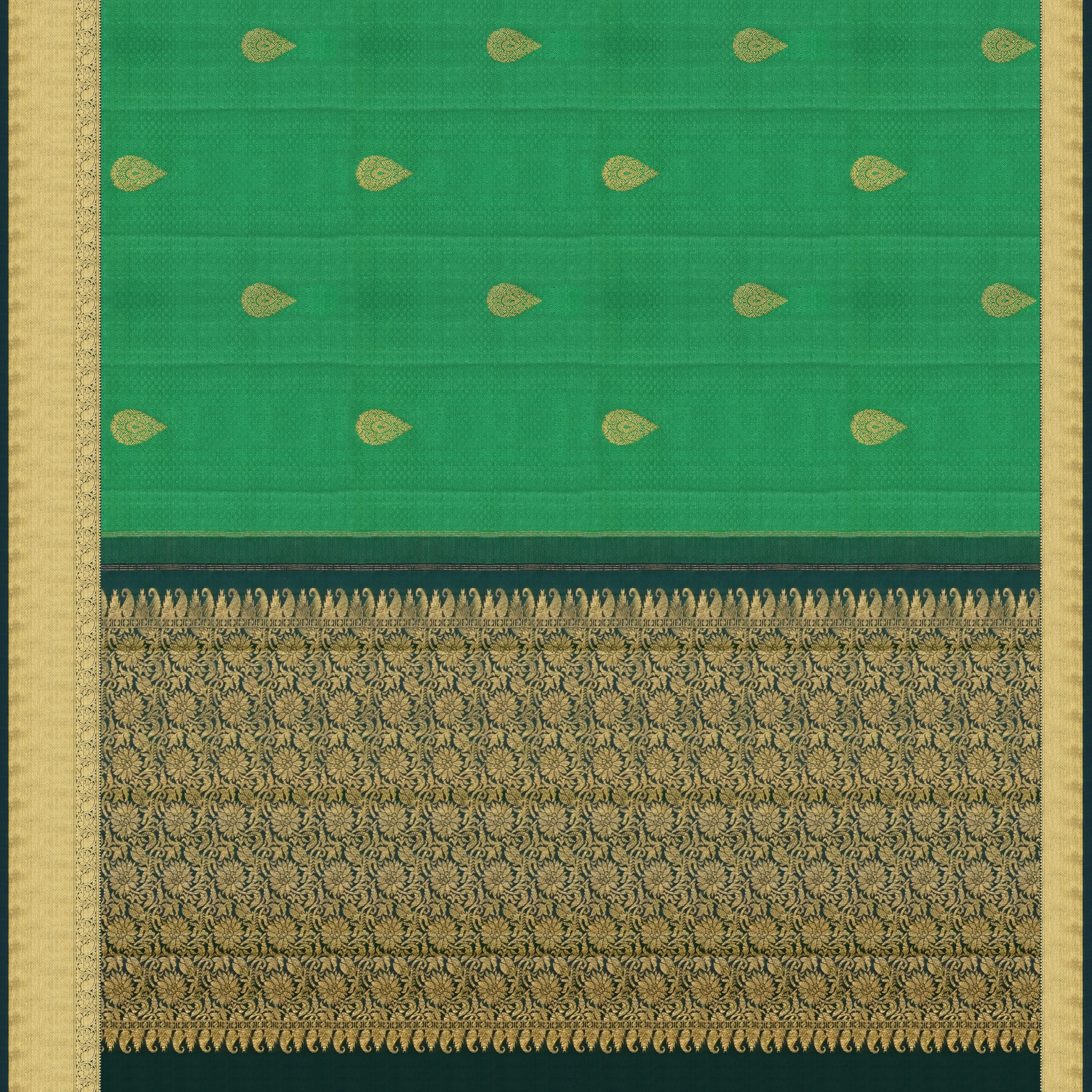 Handwoven Green Kanjivaram Silk Saree - 1830T007478DSC