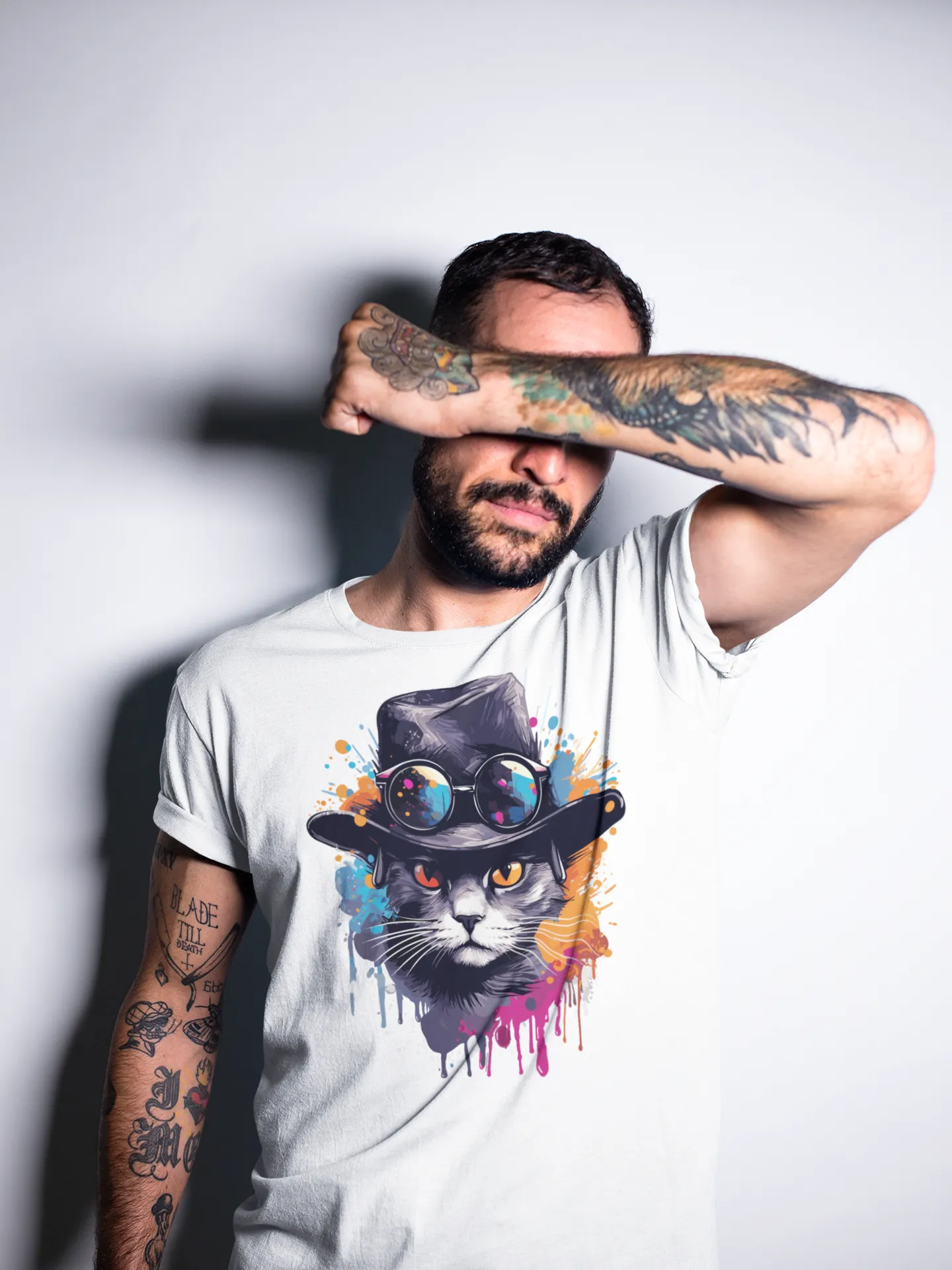 Herren T-Shirt mit Katzenmotiv "Splash Cat"