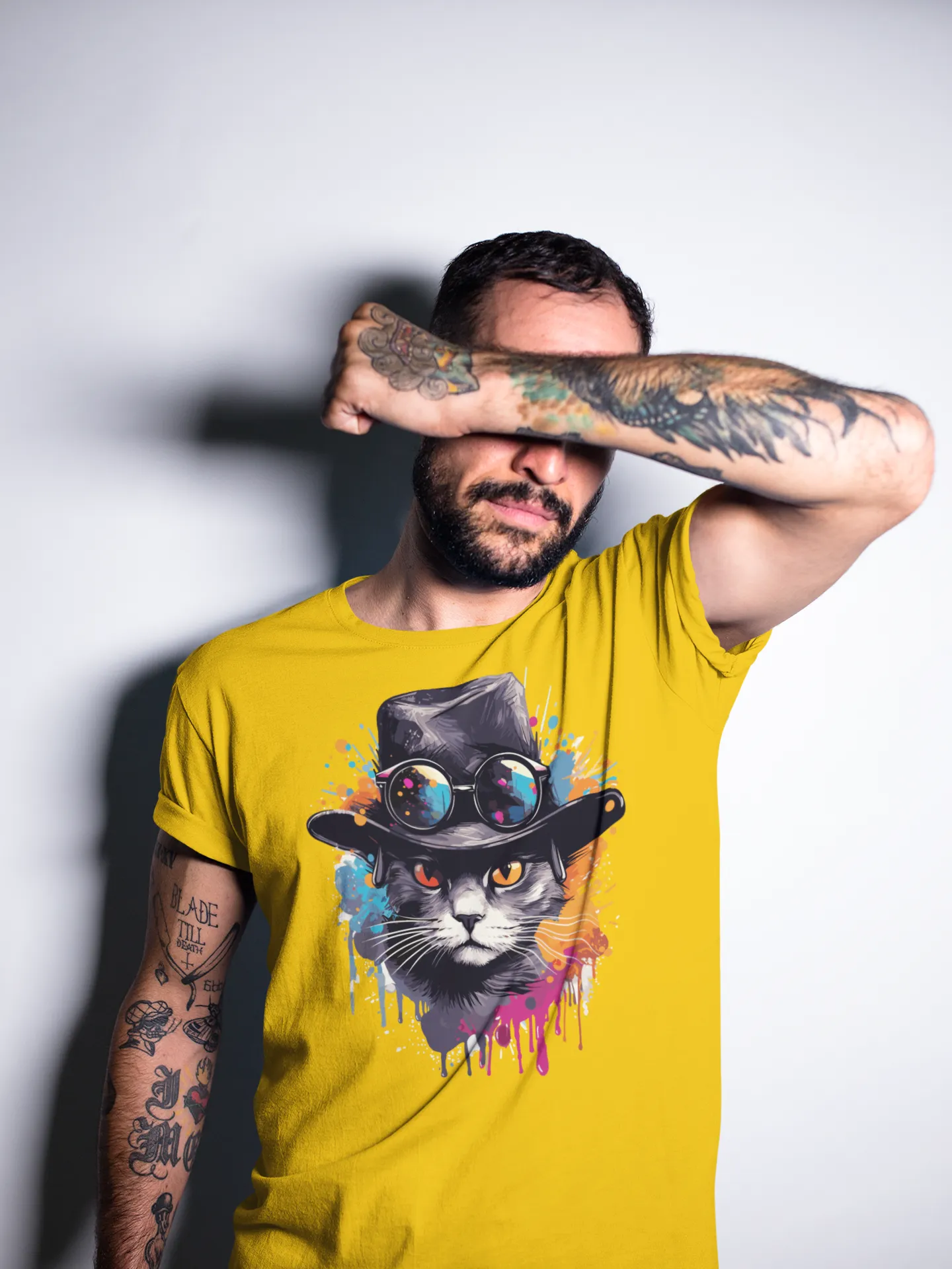 Herren T-Shirt mit Katzenmotiv "Splash Cat"