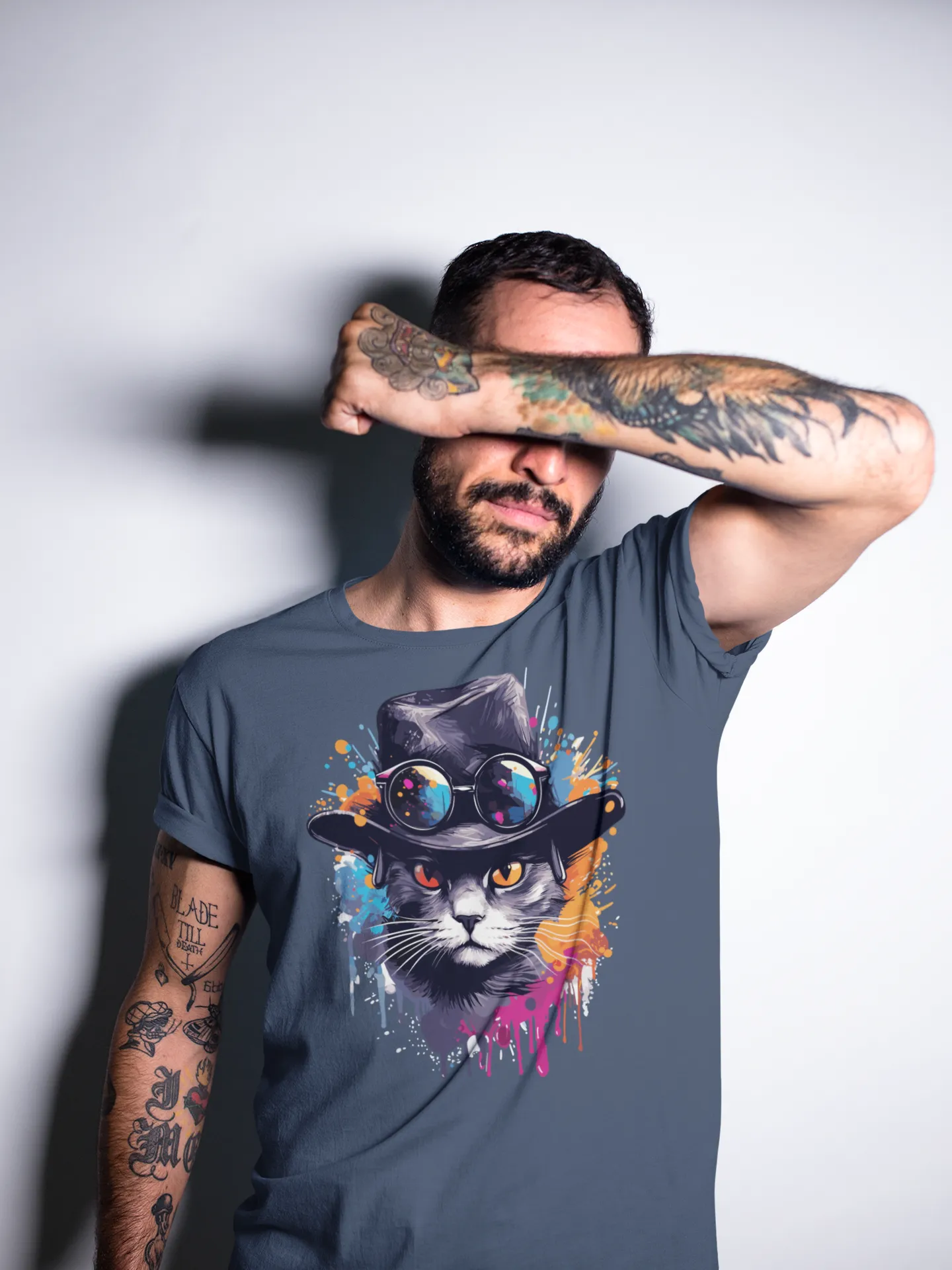 Herren T-Shirt mit Katzenmotiv "Splash Cat"