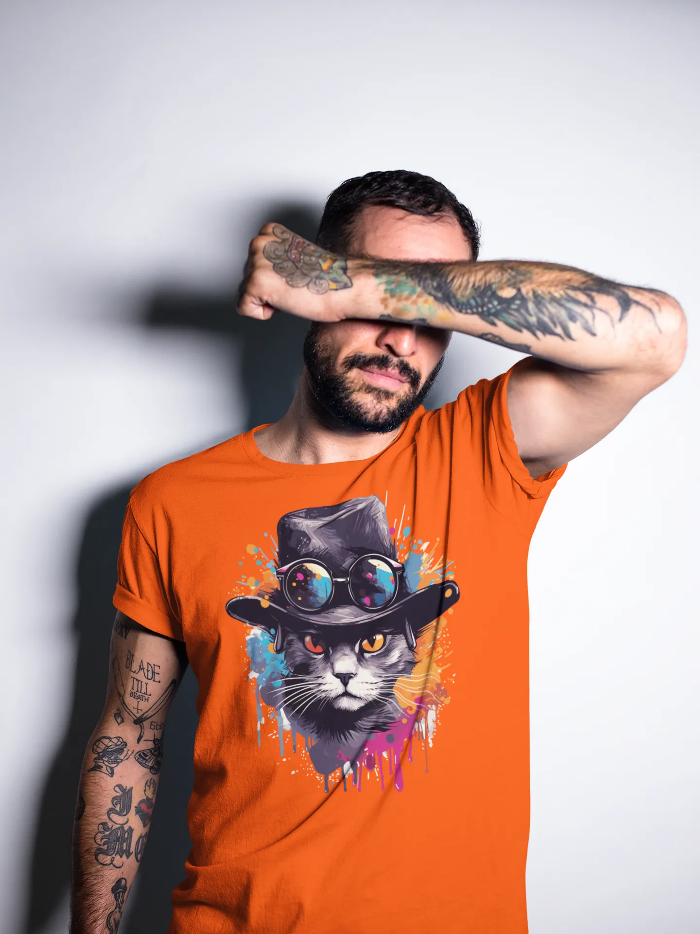 Herren T-Shirt mit Katzenmotiv "Splash Cat"