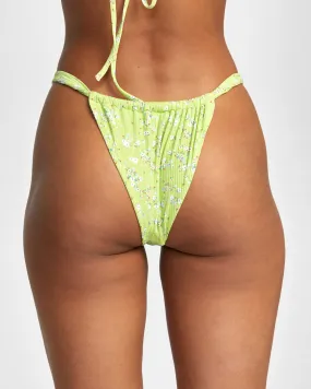 Itty Wide Slide Side Med Bikini Bottoms - Neon Green