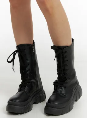 Lace-Up Platform Chelsea Boots CM407