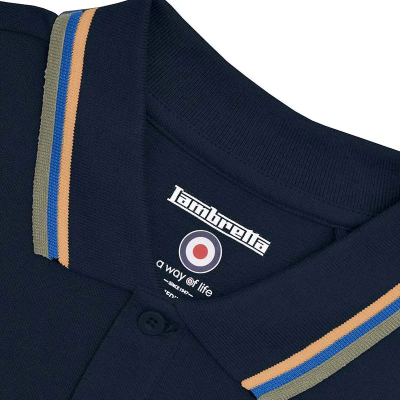 Lambretta Tipped Polo Shirt Navy