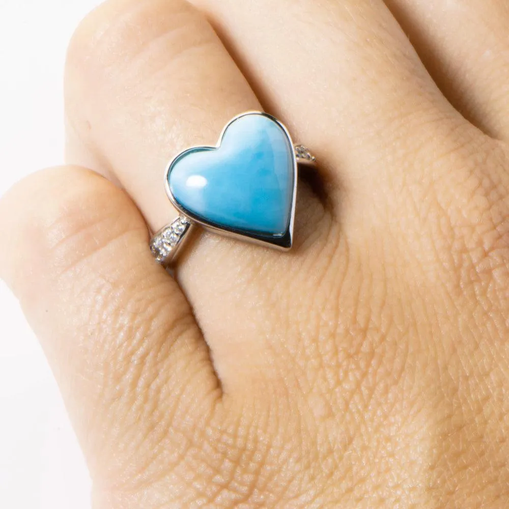 Larimar Heart Saturn Ring