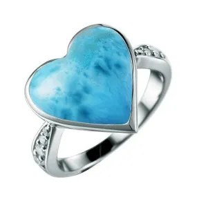 Larimar Heart Saturn Ring