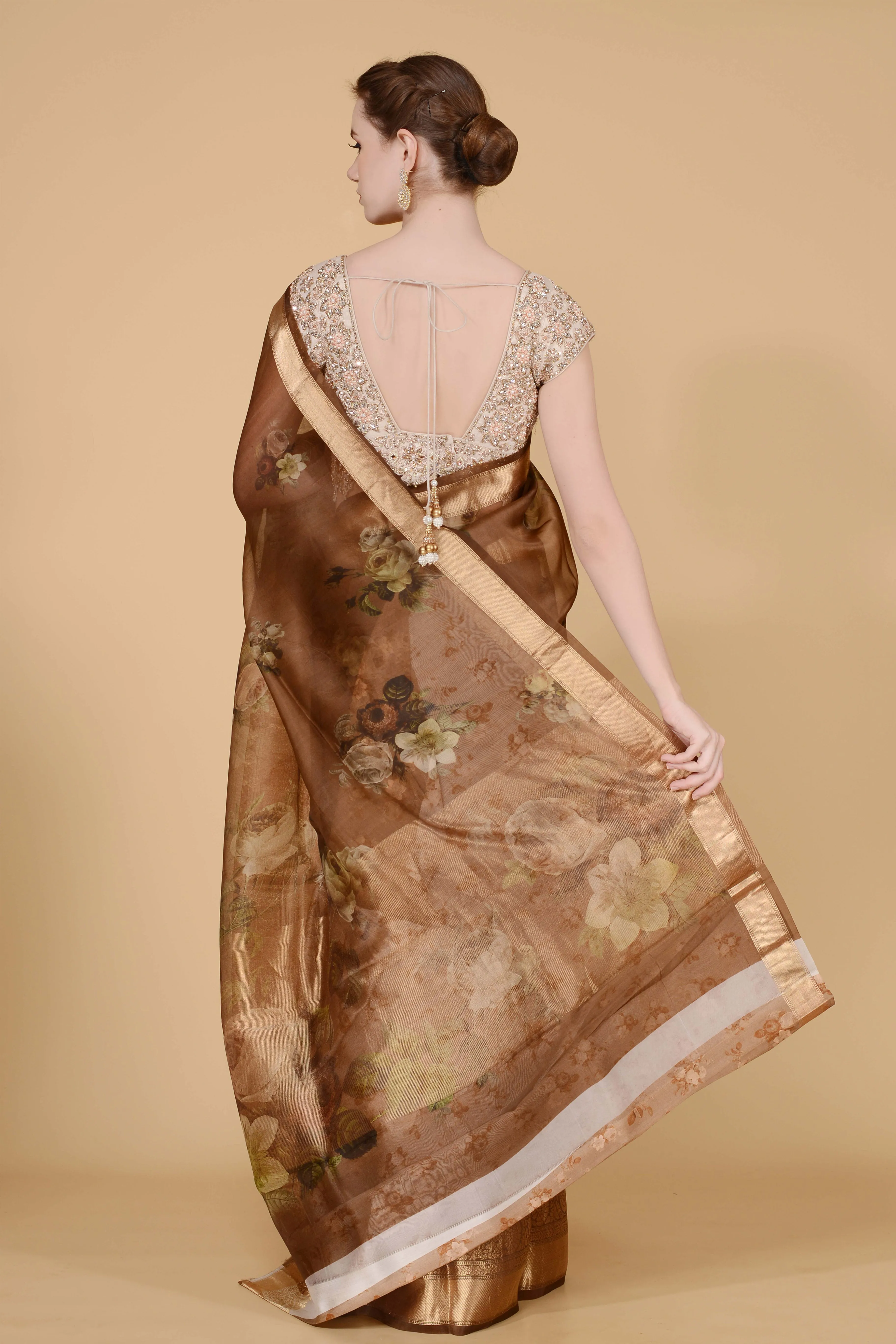 Light Brown Handloom Saree