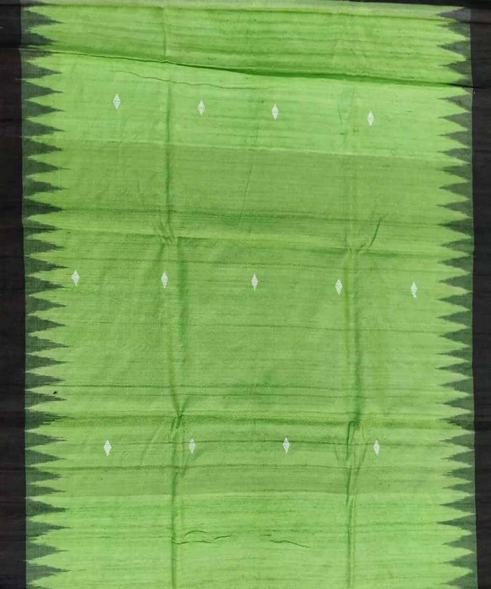 Light green black tussar silk handloom gopalpur saree