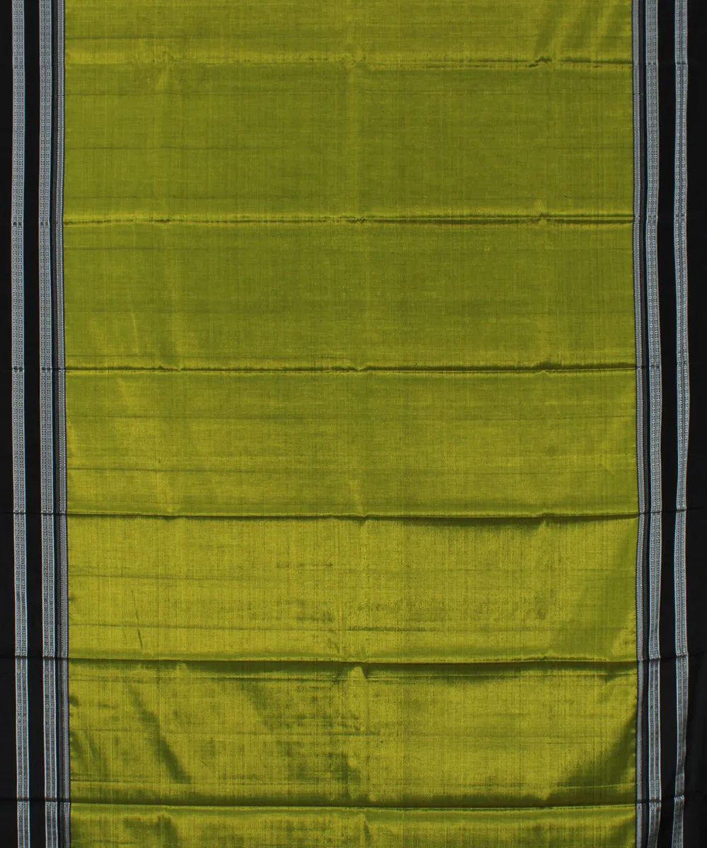 Lime green black gayatri border cotton art silk handloom ilkal saree