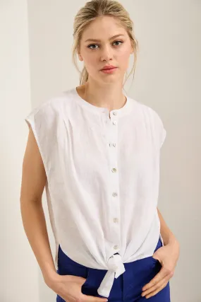 Linen shirt tied at front