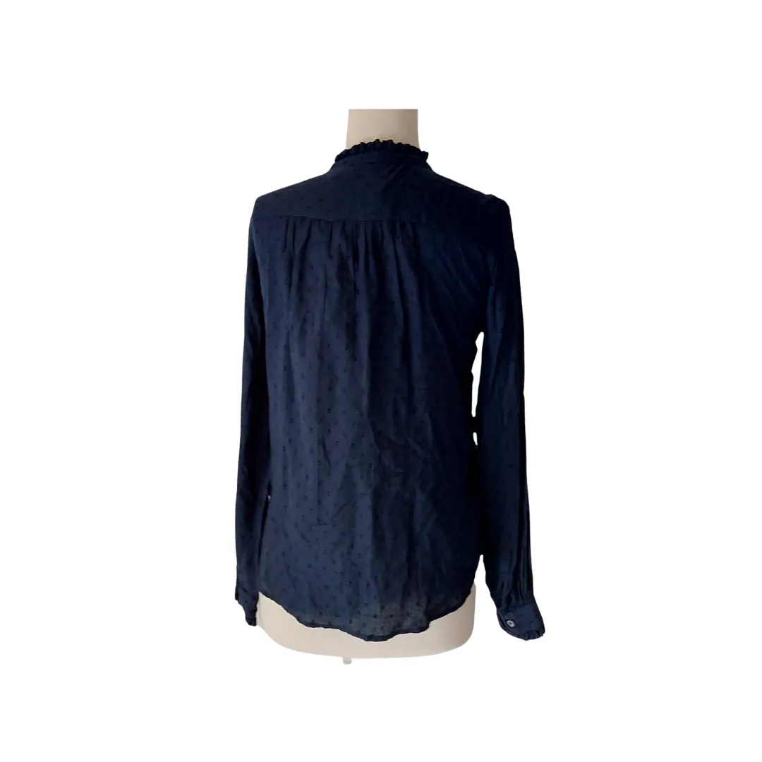 LOFT by Ann Taylor Navy Self Embroidered Blouse | Gently Used |