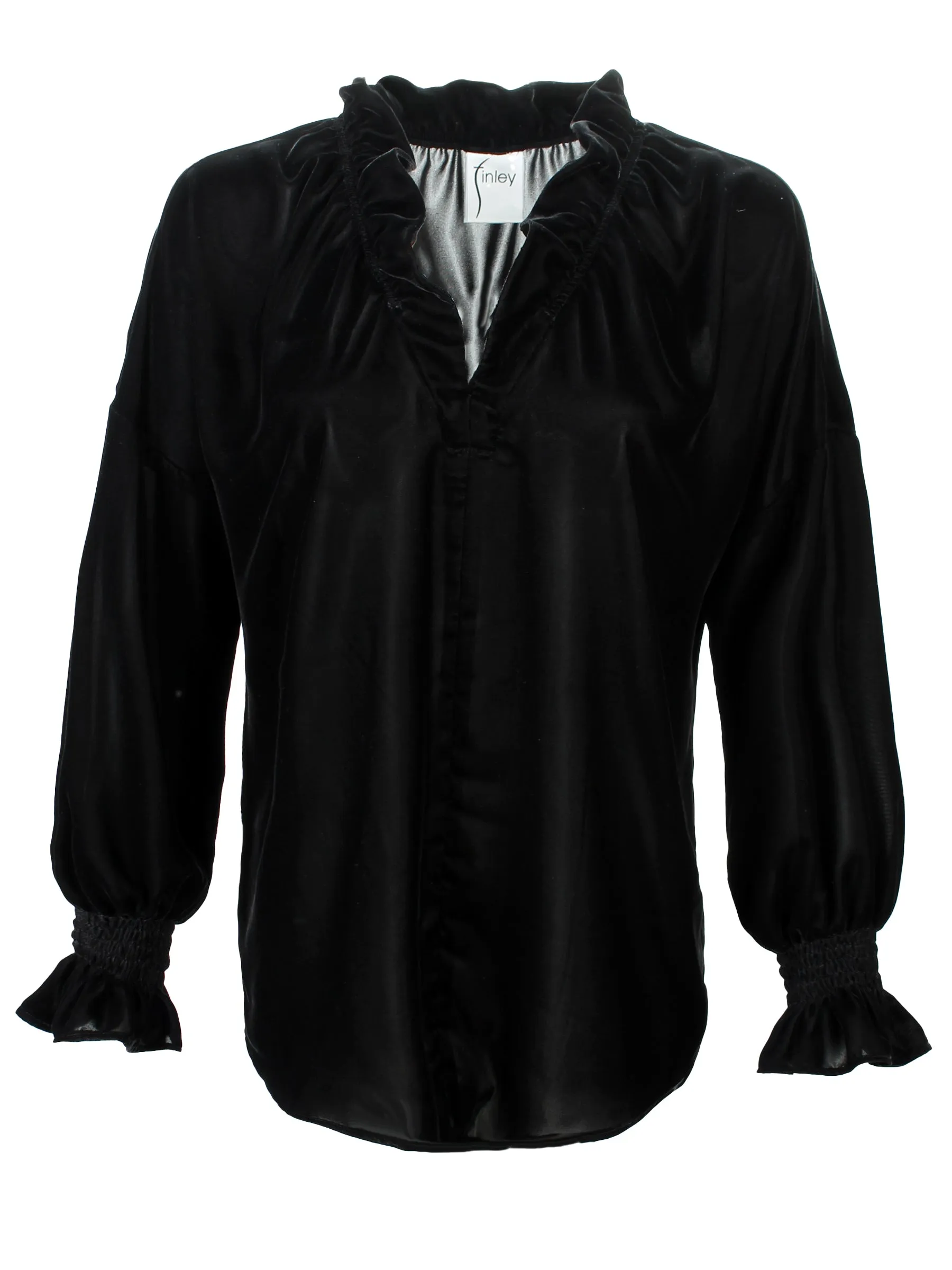 Long Sleeve Crosby Top Black Whisperweight Velvet