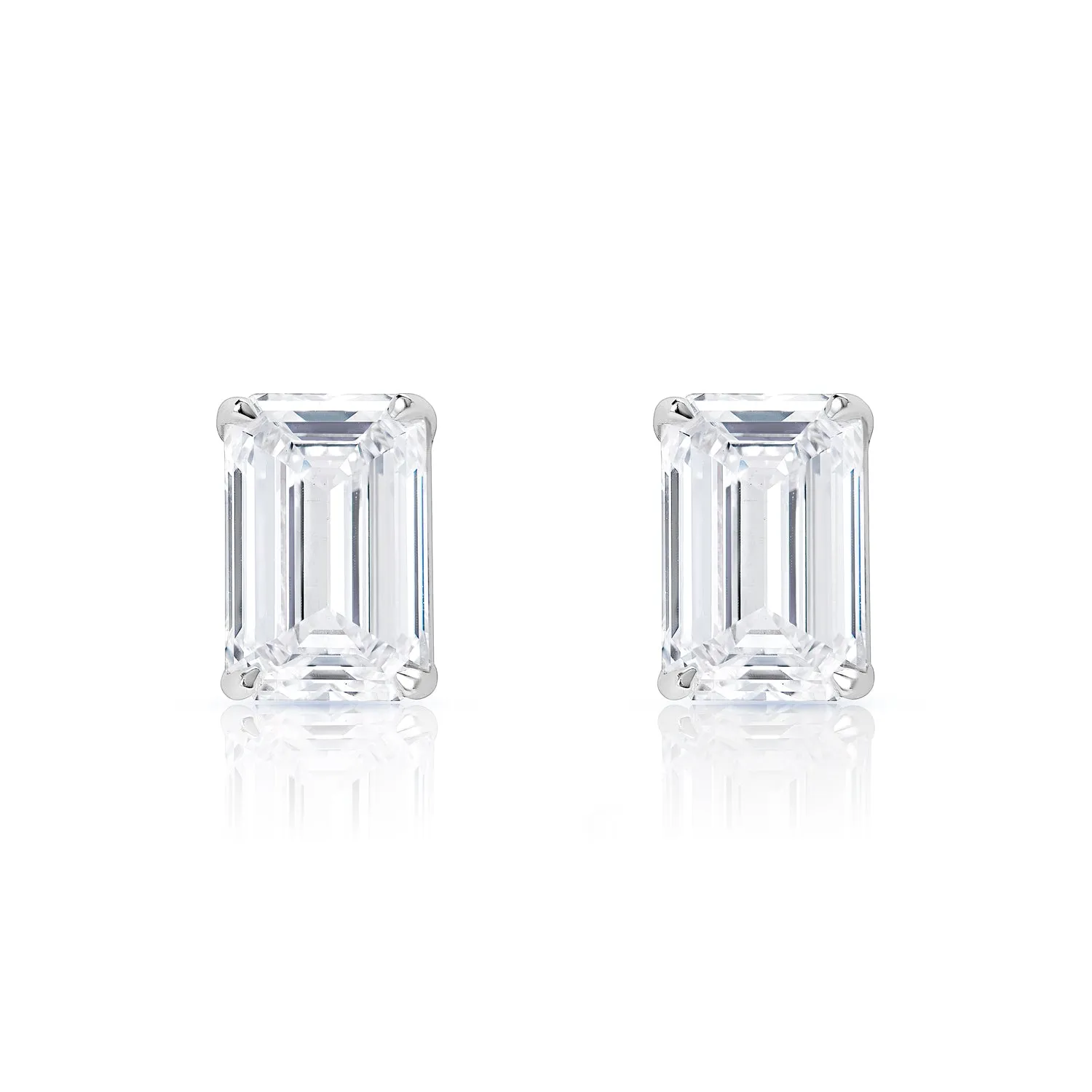 Lori 10 Carat Emerald Cut E VS1 Lab Grown Diamond Stud Earrings in 14k White Gold