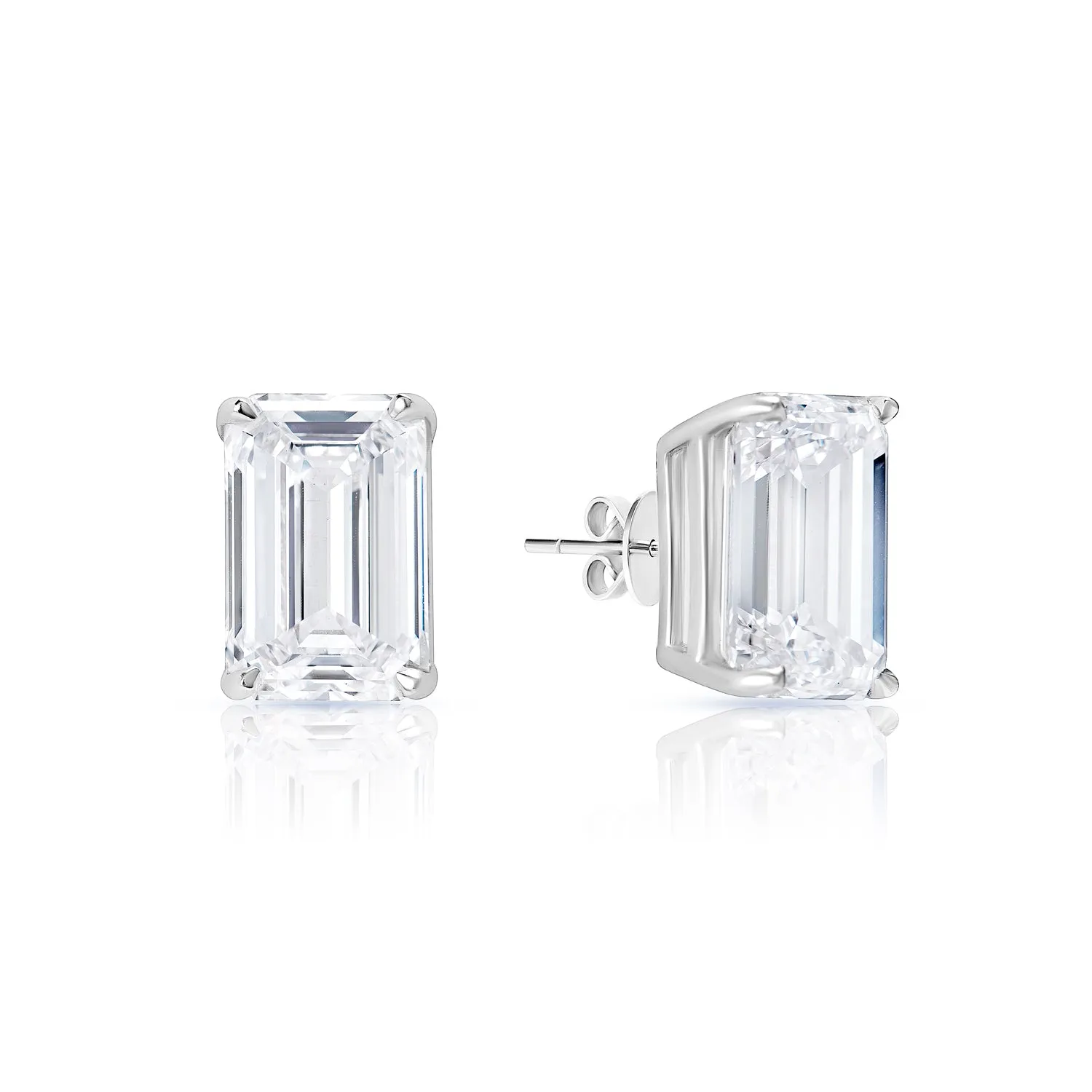 Lori 10 Carat Emerald Cut E VS1 Lab Grown Diamond Stud Earrings in 14k White Gold