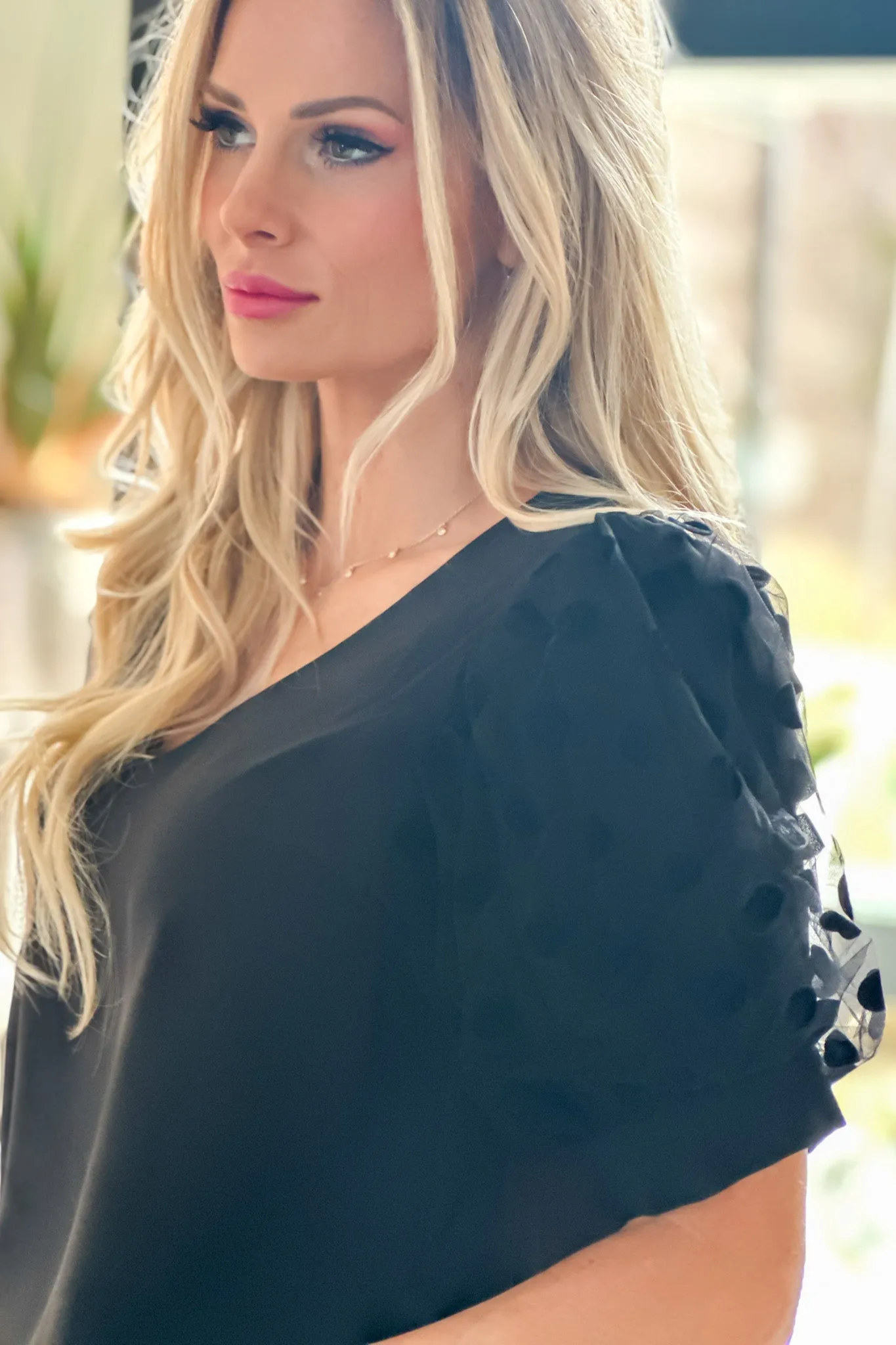 Love You Most V-Neck Blouse : Black