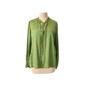 Mango Green Satin Printed Necktie Blouse | Pre Loved |