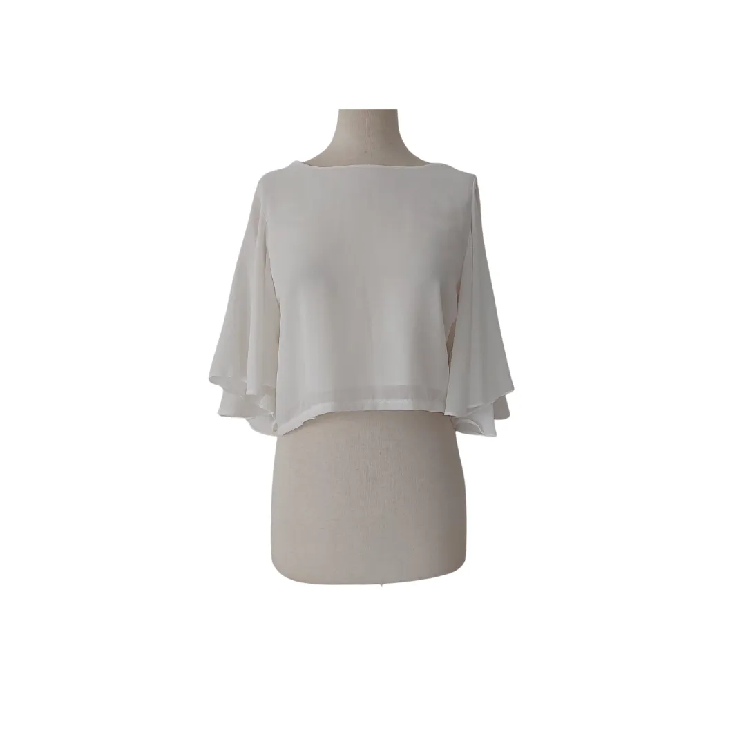 Mantra White Bat-wing Sleeves Blouse | Brand New |