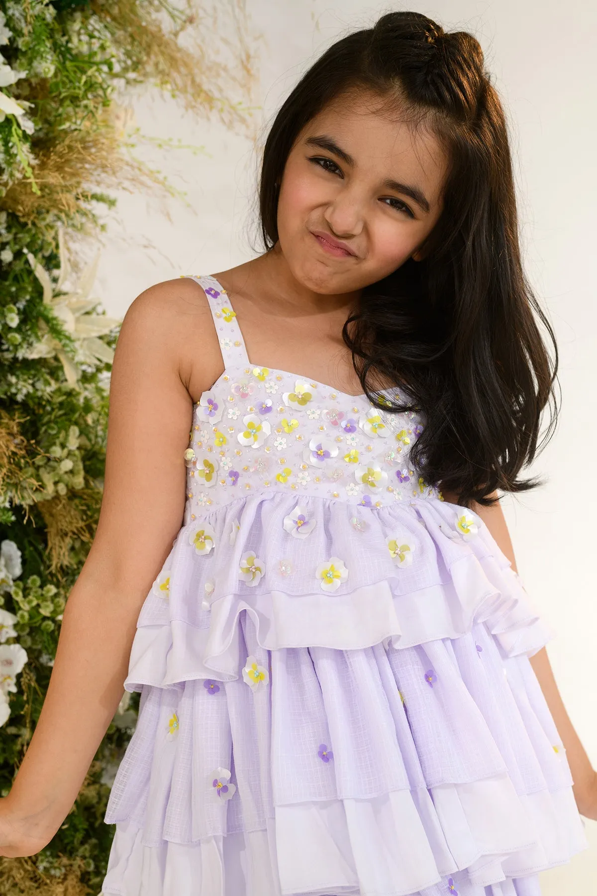 Mayfield- Hand Embroidered Tiered Dress For Girls