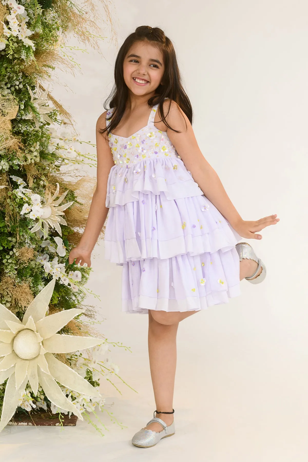 Mayfield- Hand Embroidered Tiered Dress For Girls