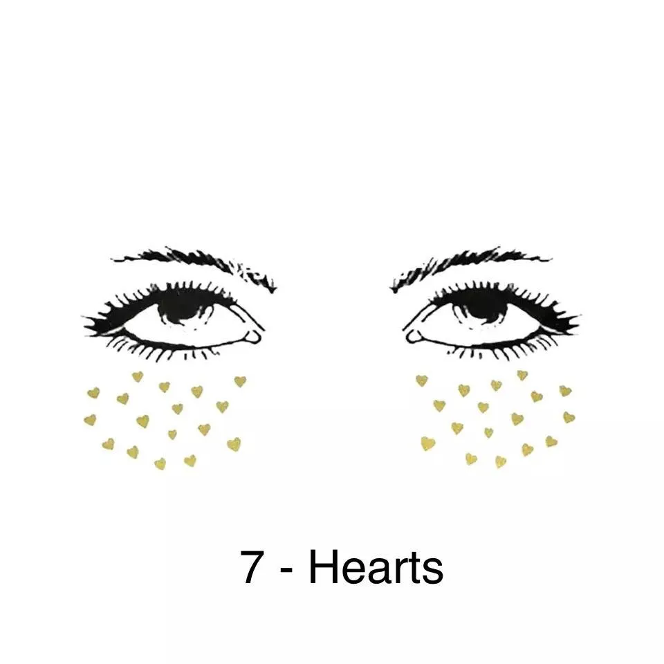 Metallic Face Temporary Tattoo Jewels - 11 Designs