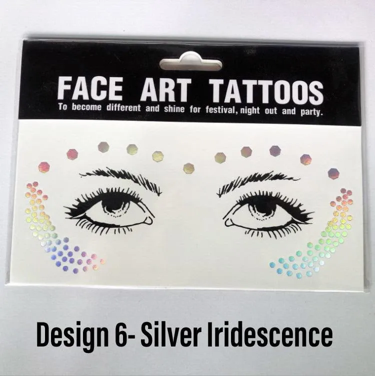 Metallic Face Temporary Tattoo Jewels - 11 Designs