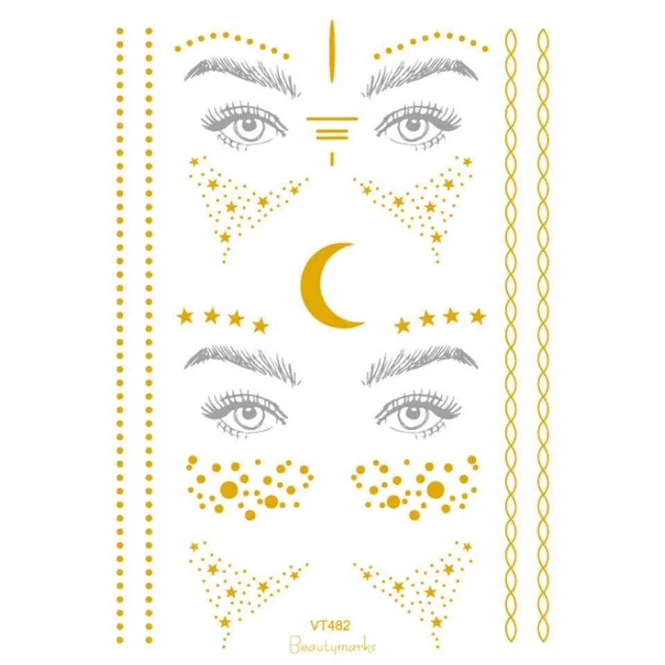 Metallic Face Temporary Tattoo Jewels - 11 Designs