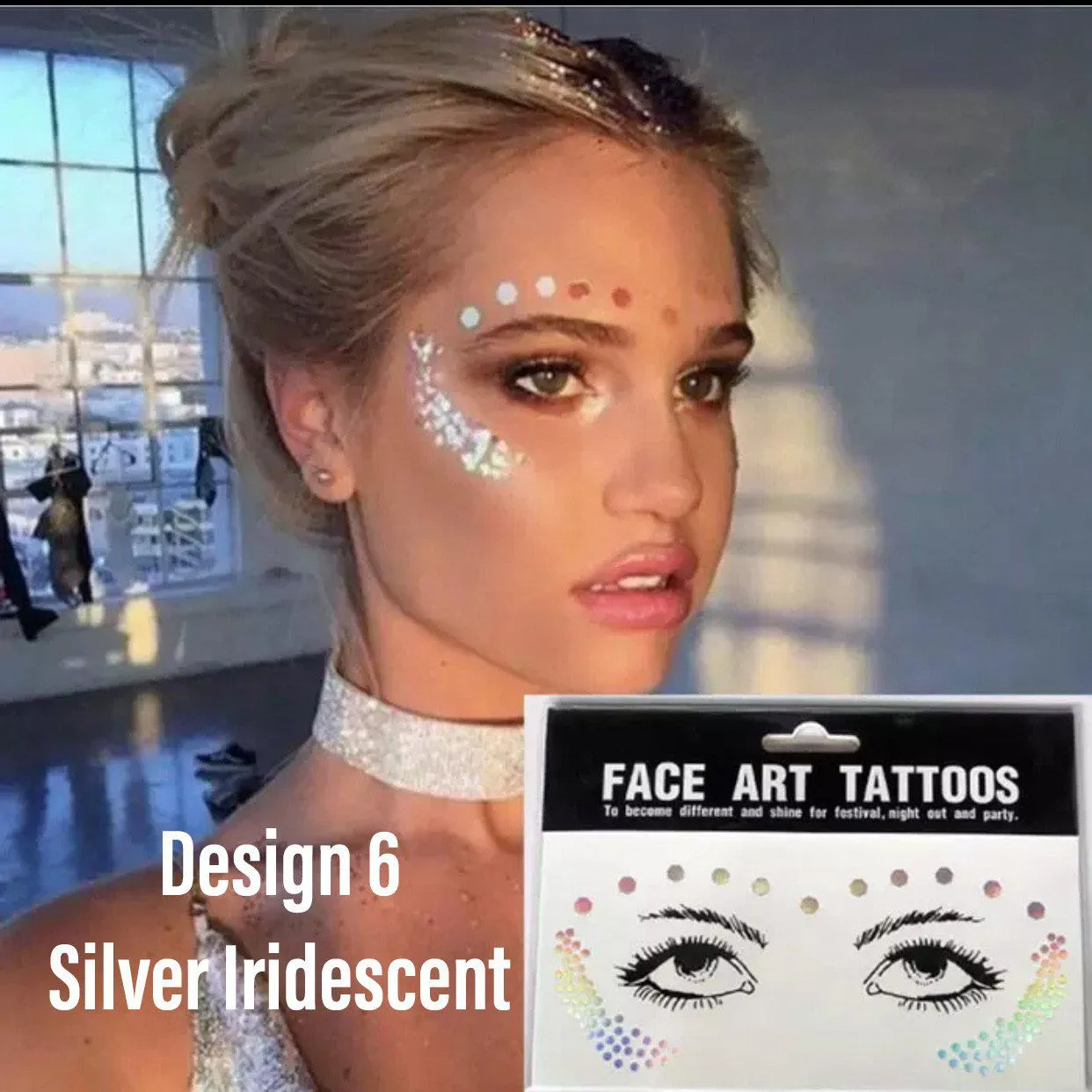 Metallic Face Temporary Tattoo Jewels - 11 Designs