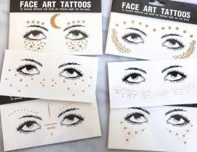 Metallic Face Temporary Tattoo Jewels - 11 Designs