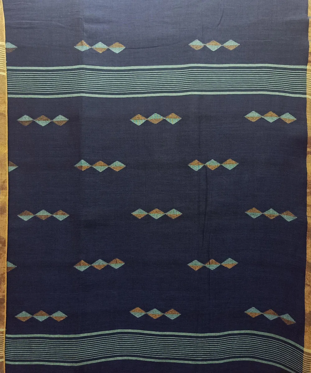 Navy blue handwoven jamdani saree