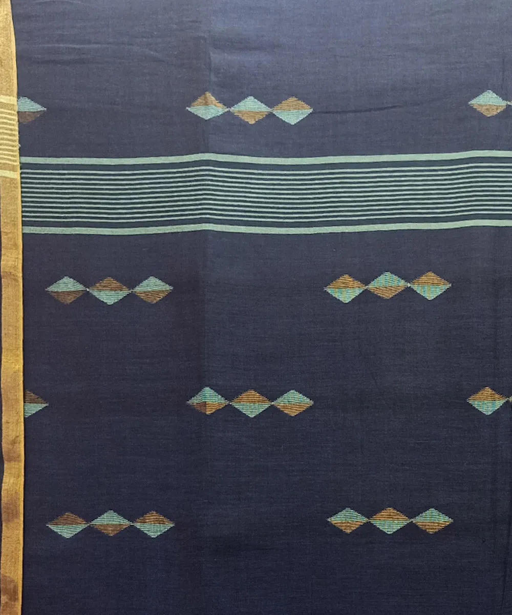 Navy blue handwoven jamdani saree